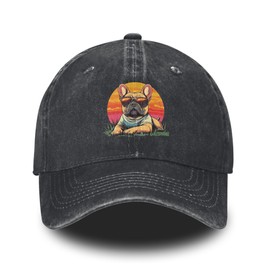 Husky Dog Printed Baseball Cap Adjustable Vintage Washed Distressed Denim Animal Hat for Women Men