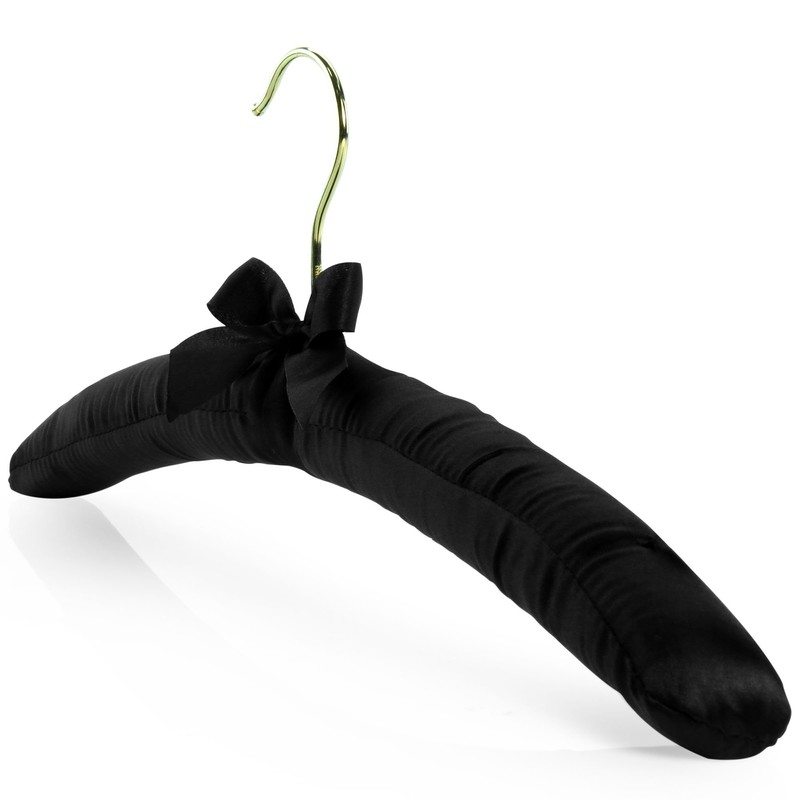 HANGERWORLD 5 Black 17inch Classic Satin Padded Hangers for Wedding