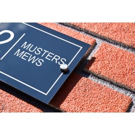 Badgemaster Modern Anthracite House Number Sign Plaque Stainless Steel Standoffs 20cm x 13cm Full White Border