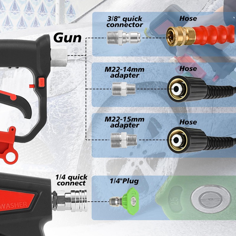 RIDGE WASHER Pressure Washer Gun 5000 PSI with Nozzle Bracket,