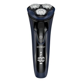 Rasuradora para barba hombre Esyest ES-MS1 azul marino - Afeitadora rotativa resistente al agua IPX7, inalmbrica con batera recargable                