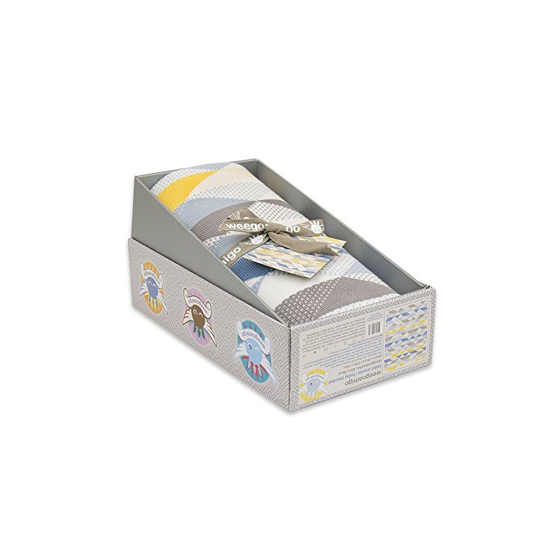 Weegoamigo Knitted Baby Blanket - Geo Blue