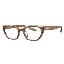BOLON Acetate Clear Lens Prescription Fashion Cat Eye Eyeglass Frame for Women Teens BF3000, Transparent Black Tea/Demo Lens, 53mm