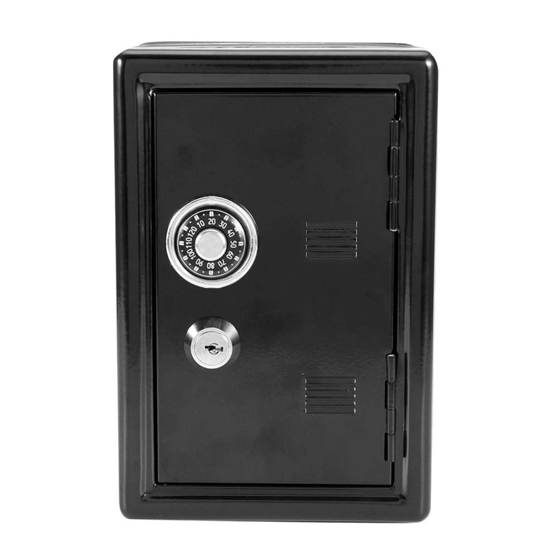 Safe Box Piggy Bank with Lock and Key, 7" H