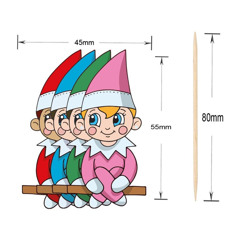 AK Giftshop Christmas Elf Mix Cupcake Toppers Party Food Decorations