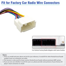 Jayubien 20Pin Aftermarket Radio Wiring Harness Adapter Compatible with Honda Suzuki Acura ISO Car Stereo Wire Harness Cable Connector Plug