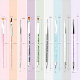 Juego de 9 pinceles de uñas con pincel delineador y bolígrafos punteados para uso doméstico y profesional en salones de belleza
