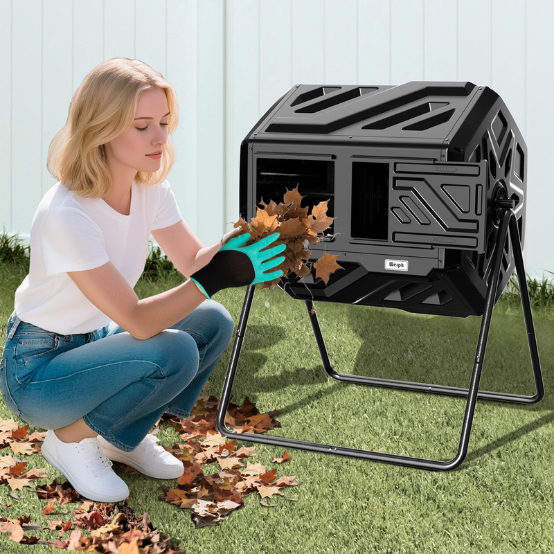 Werph Compost Bin Outdoor Composter, Fast Assembly 43 Gallon Dual