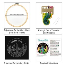 Louise Maelys Cactus Embroidery Kits for Beginners,Funny Plant Cross Stitch Kit for Adults,DIY Needlepoint Including Hoop,Instruction and Threads