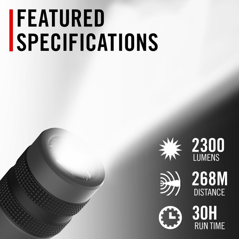 Coast GX30 2300 Lumen Waterproof Alkaline and Rechargeable Dual Power