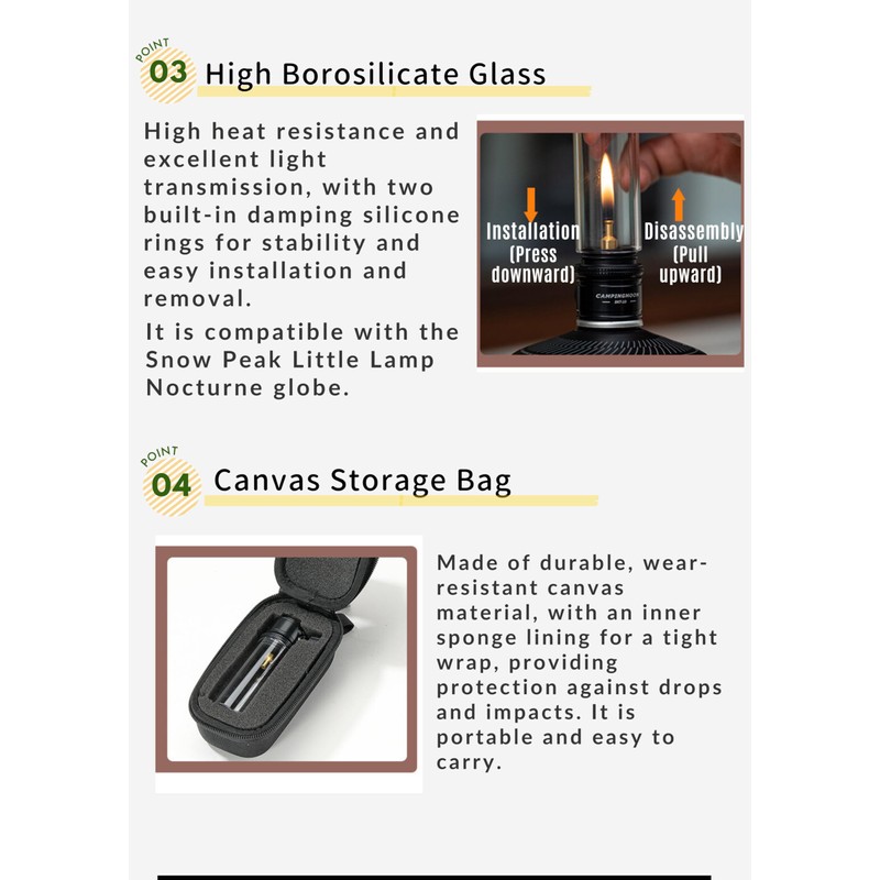 CAMPINGMOON Candle Lantern Gas Mini Small Camping Backpacking Black BKT-1D