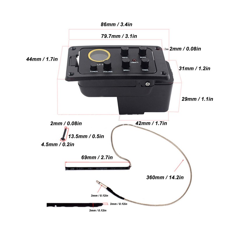 Acoustic Guitar Pickup EQ LCD Tuner 4 Band EQ Preamp