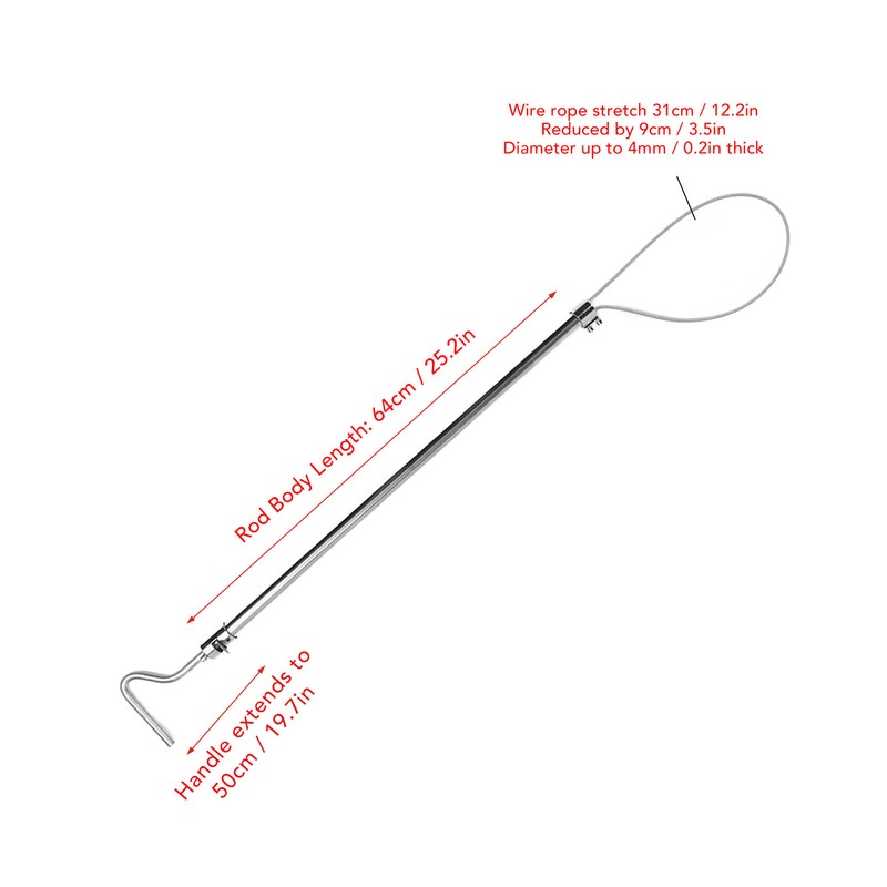 Pig Catcher Holder Stainless Steel Long Handle with Hook Animal
