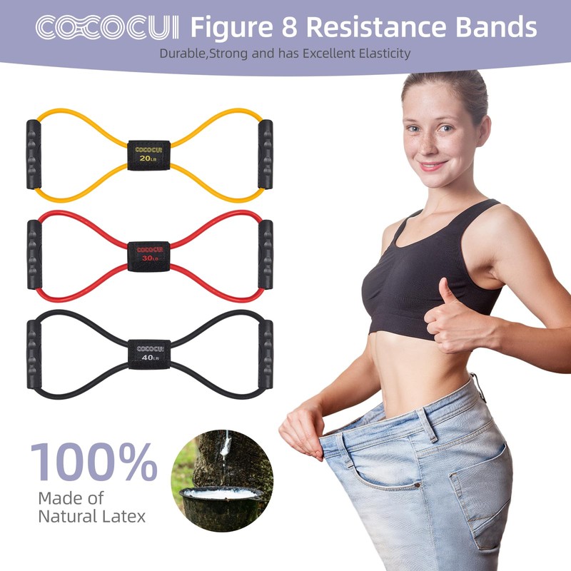 Figure 8 Resistance Bands with Handles for Women Men, Exercise