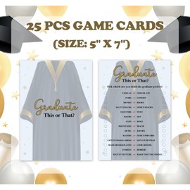 wenhihsiy Graduation Games for Adults, Graduation Gown Themed Grad Party Game Cards, Double Sided Graduate This Or That Game Cards, College Grad Party Celebration Decoration Supplies -d04