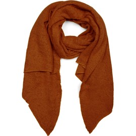 StyleBreaker 01017118 Women’s Soft Monochrome Woven Scarf in Asymmetric Shape, Winter Stole - Cognac