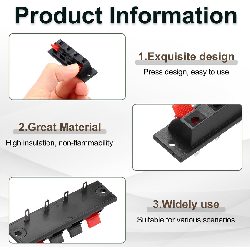 uxcell 4 Way Spring Terminal Clip Push Release Connector Plate