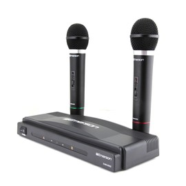 Emerson EAM-9002 Dual Handheld Wireless Microphone Starter Kit with Wireless FM Receiver, Black