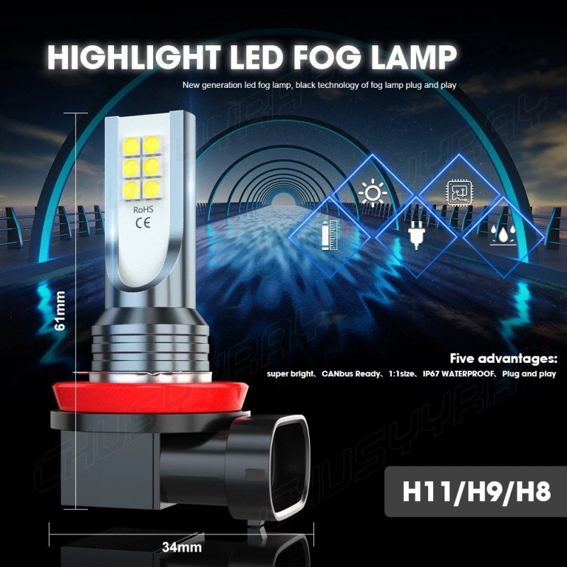 CHUSYYRAY 9005 H11 H11 LED Headlight + Fog Light Super