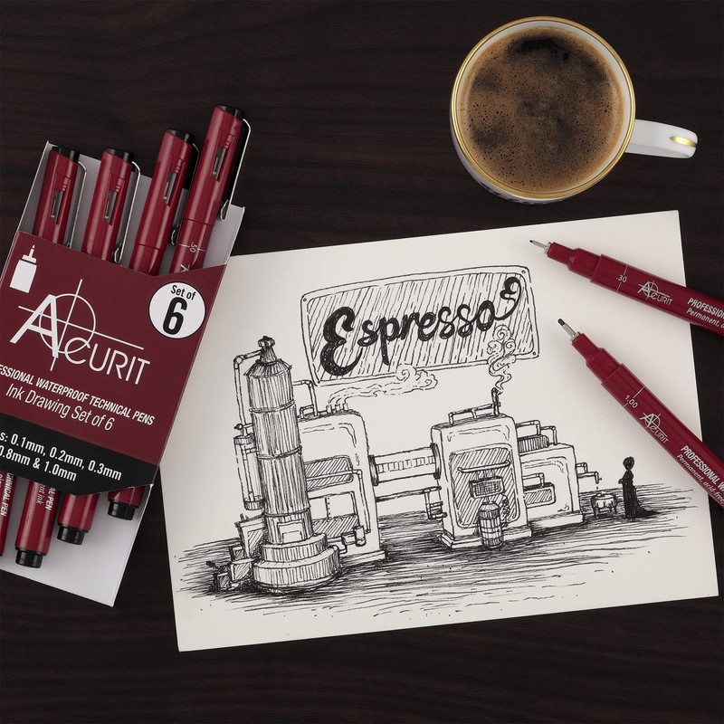 Acurit Waterproof Technical Pens - Professional Waterproof Technical Pen, Rich