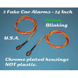 n/a FAKE CAR ALARM LED LIGHT- CHROME GREEN FLASHING 12v 24v  BLINK BLINKING FLASH