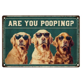 Funny Golden Retriever Are You Pooping Bathroom Wall Decor Sign Dog Vintage Metal Tin Sign for Wall Decoration,Bathroom Wall Sign Gift 20 x 30cm
