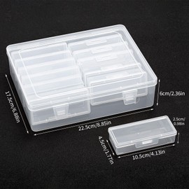 Zouwel Pack of 12 Small Storage Boxes (10.5 x 4.5 x 2.5 cm), Storage Box with Lid, Small, Mini Clear Plastic Storage Boxes for Beads, Earrings, Screws, Rings, Small Parts
