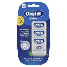 Oral-B Glide 3-PACK PRO-HEALTH DEEP CLEAN DENTAL FLOSS | COOL MINT | Wax Coating