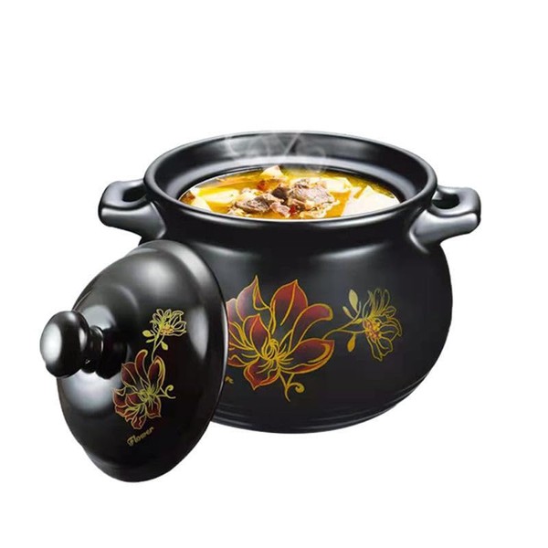 Firequasar Ceramic Pot, Ceramic Bean Pot with Lid, Clay Pot
