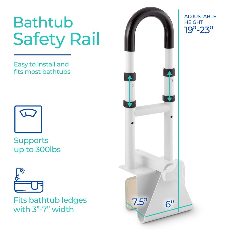 Modern Innovations Adjustable Bathtub Grab Bar, Safety Bath & Shower