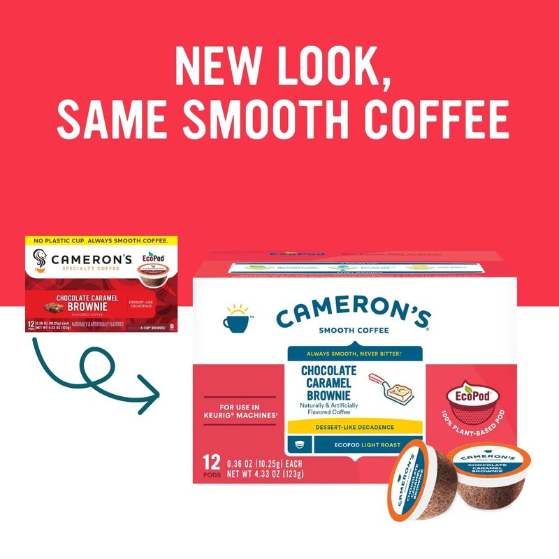 Cameron's Coffee Single Serve Pods, Flavored, Chocolate Caramel Brownie, 12