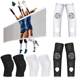 8 Pcs Volleyball Arm Sleeves and Knee Pads for Women Soft Breathable Dance Knee Pads Volleyball Gear Knee Protector Volleyball Passing Sleeves with Pads and Thumb Hole for Volleyball Dance