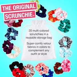 Scunci "The Original" Velvet Scrunchie Hair Ties & Pony Holders, Assorted 20 Count