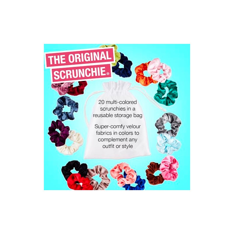 Scunci "The Original" Velvet Scrunchie Hair Ties & Pony Holders,