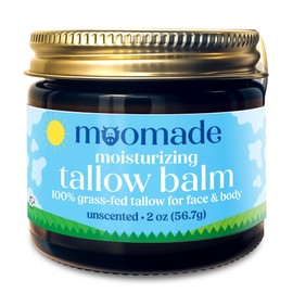 Handmade Tallow Balm for Skin – 100% Grass-Fed Beef Tallow Moisturizer (Unscented) with Organic Rosehip Oil, Sunflower Oil & Beeswax – Natural Hydration for Dry, Sensitive, or Damaged Skin – 2 oz