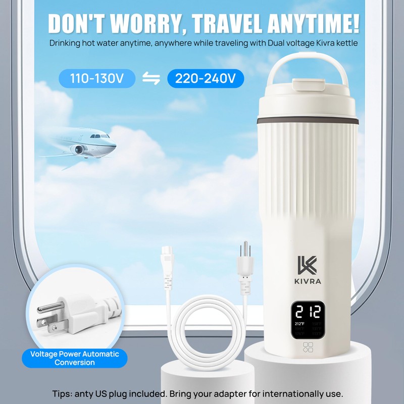 KIVRA Travel Kettle-316 Stainless Steel Portable kettle, 450mL Portable Water