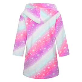 FILOWA Bathrobe for Children Girls Boys Fleece Children's Bathrobe with Hood Flannel Fluffy Dressing Gown Super Soft Cuddly Cartoon Long Robes Soft Dressing Gown Warm Pyjamas Size 92-128, Starry Night