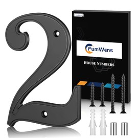FumWens 5 Inch Modern House Numbers for Outside, Large Metal Address Numbers for House, Anti-Rust Floating House Numbers with Nail Kits for Front Door Garden Mailbox, Black Zinc Alloy Style (Black 2)