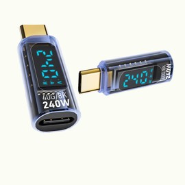 Cyberplugs USB Type-C Voltage Checker, Current Measuring Device, Voltmeter, PD3.1, 240W, USB4, 40G/8K, Digital Display, Ultra Lightweight, 0.1 oz (3 g)