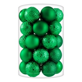 34ct Green Mini Christmas Ball Ornaments Shatterproof Plastic Christmas Tree Decorations for Xmas Party Home Office Holiday Decor -Small Size (1.57"/ 40mm)