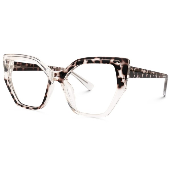 VOOGLAM Tortoise/Crystal Frame Blue Light Blocking Glasses, Cat Eye Fashion Glasses For Women Anti Eyestrain & UV