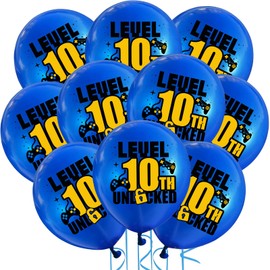 Cxryrzhe 10Pcs Blue Video Game 10th Birthday Balloons 12" Latex Blue Gaming Balloons Game Themed 10th Birthday Party for Boys Teens Player Birthdays Party Supplies Decorations Balloons