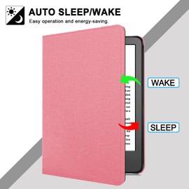 Case for 7 inch eReader (12th Generation) - 2024 and Colorsoft Signature Edition (1st Generation 2024), Kickstand Protective Case with Auto Sleep/Wake Function and Hand Strap (C1-Pink)