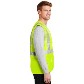 CornerStone Unisex ANSI 107 Class 2 Mesh Back Safety Vest | Reflective Gear for Men & Women, High Visibility Zip Up Outerwear for Construction, Roadside & Utility Work