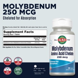 Kal 250 Mcg Molybdenum Chelated Tablets, 100 Count
