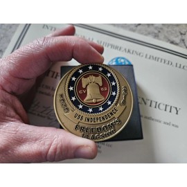 USS Independence CV-62 Challenge Coin (Brass) with CERTIFICATE OF AUTHENTICITY !