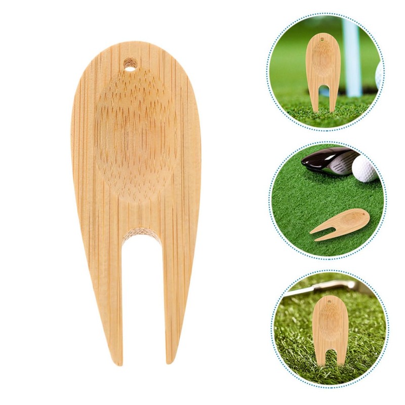 SUPVOX Golf Divot Tool 8-Piece Bamboo Fork Set Ball Marker