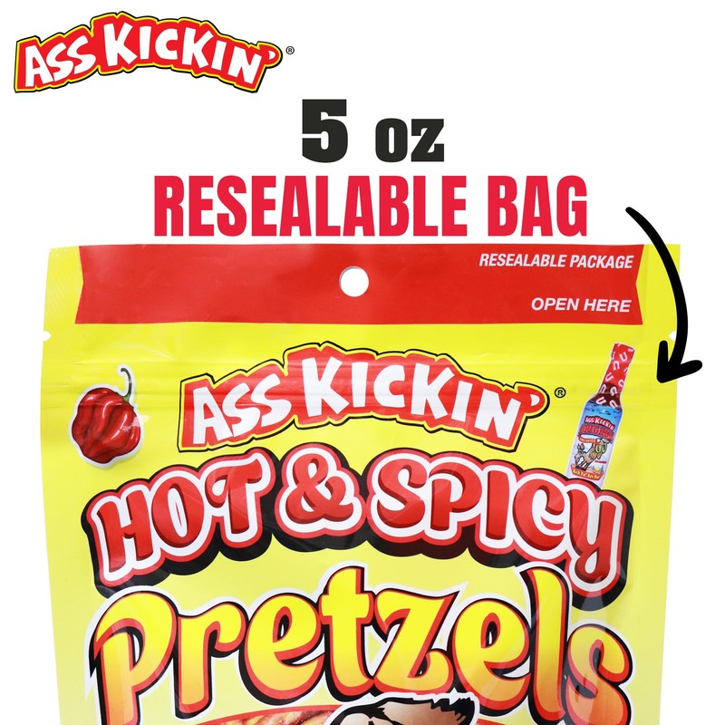 ASS KICKIN' Spicy Pickle Pretzels, Seasoned Pretzel Twists, 5 oz