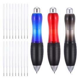 HJZHII Pack of 3 Large Ballpoint Pens with Lanyard, 3 Colours, Fat Pens, Weighted Pens, Writing Stability with 18 Refills, Thick Pens for Arthritis and Elderly, Simple Thick Grip