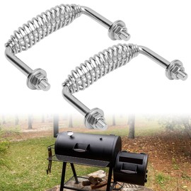 FENXDN 2 Pack 5-3/8" Stainless Spring Handle with 1/2" Seet Rod for BBQ Grills, Wood Stoves | Sturdy and Heavy Duty, Bolt on, Includes Hardware